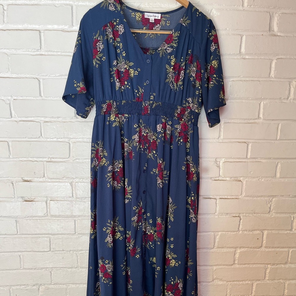 Wren and Ivory blue floral maxi dress size Large